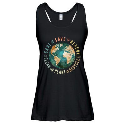 Vintage Save Bees Rescue Animals Recycle Plastic Earth Day Ladies Essential Flowy Tank