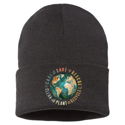 Vintage Save Bees Rescue Animals Recycle Plastic Earth Day Sustainable Knit Beanie