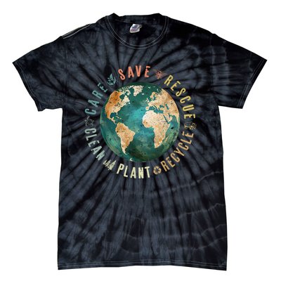 Vintage Save Bees Rescue Animals Recycle Plastic Earth Day Tie-Dye T-Shirt