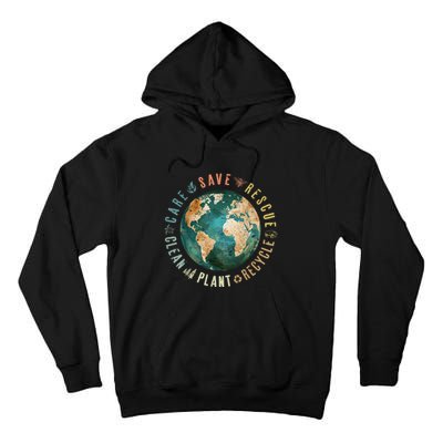 Vintage Save Bees Rescue Animals Recycle Plastic Earth Day Tall Hoodie