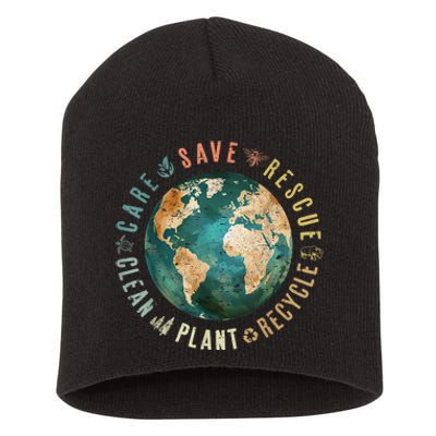 Vintage Save Bees Rescue Animals Recycle Plastic Earth Day Short Acrylic Beanie