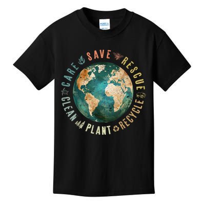 Vintage Save Bees Rescue Animals Recycle Plastic Earth Day Kids T-Shirt