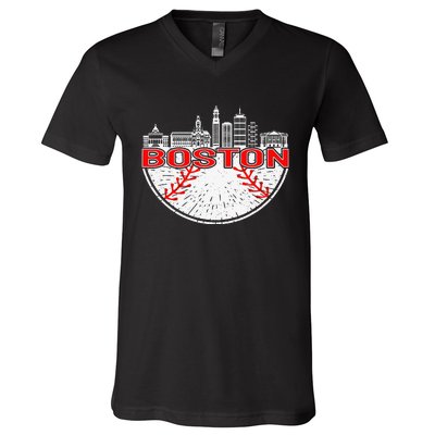 Vintage Style Boston Baseball Tee for Wo V-Neck T-Shirt