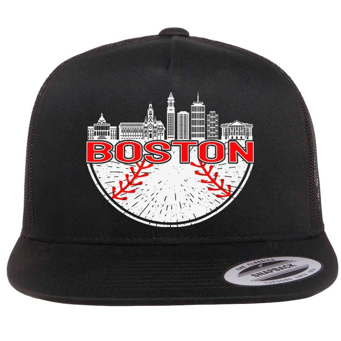 Vintage Style Boston Baseball Tee for Wo Flat Bill Trucker Hat