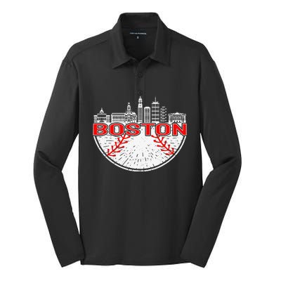 Vintage Style Boston Baseball Tee for Wo Silk Touch Performance Long Sleeve Polo