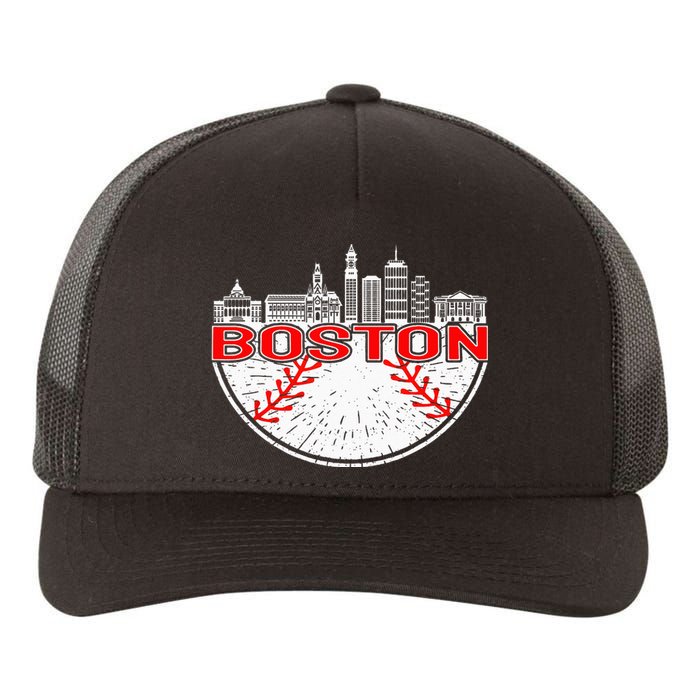 Vintage Style Boston Baseball Tee For Women And Men Yupoong Adult 5-Panel Trucker Hat