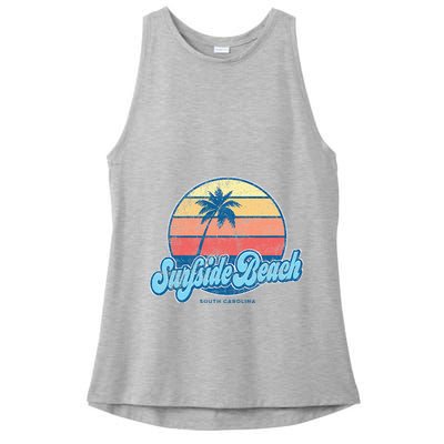 Vintage Surfside Beach South Carolina Sc Classic 70s Ladies PosiCharge Tri-Blend Wicking Tank