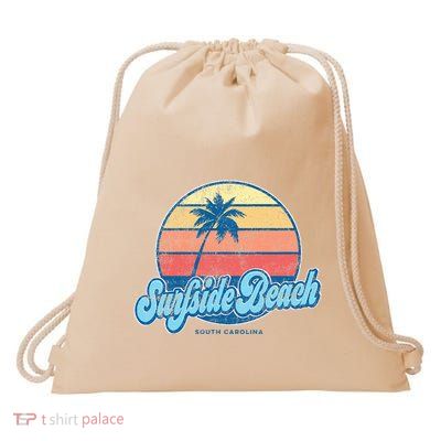 Vintage Surfside Beach South Carolina Sc Classic 70s Drawstring Bag