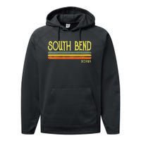 Vintage South Bend Indiana In Souvenir Gift Performance Fleece Hoodie