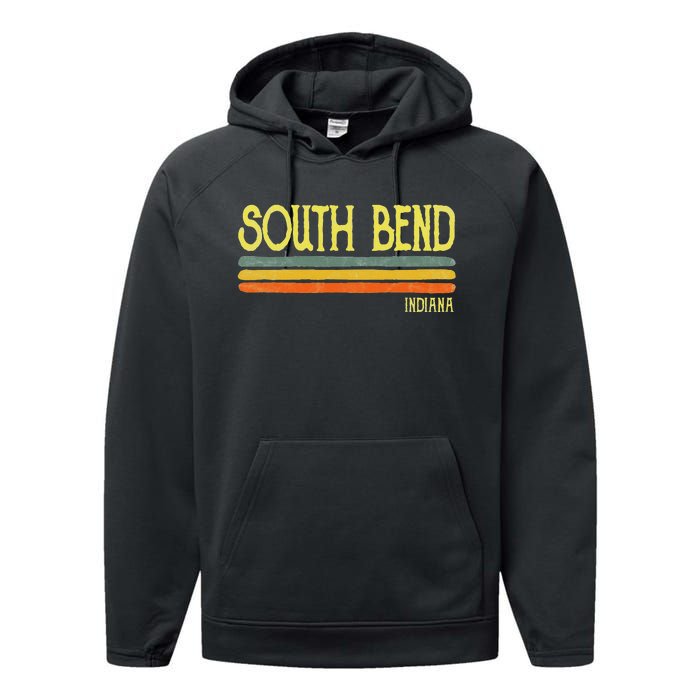 Vintage South Bend Indiana In Souvenir Gift Performance Fleece Hoodie