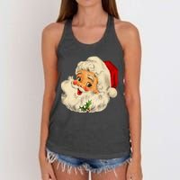 Vintage Santa Claus Face Old Christmas Fashioned Xmas Pajama Women's Knotted Racerback Tank