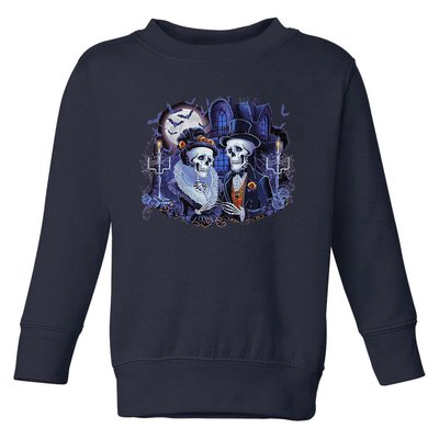 Victorian Skeleton Couple Gothic Halloween Graphic Toddler Sweatshirt