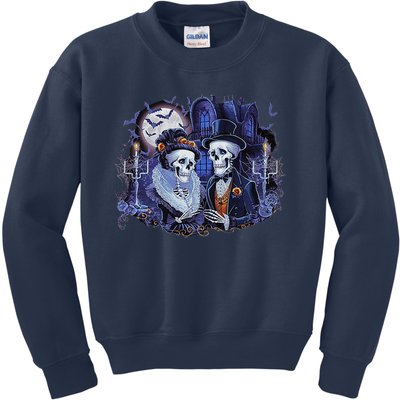 Victorian Skeleton Couple Gothic Halloween Graphic Kids Sweatshirt