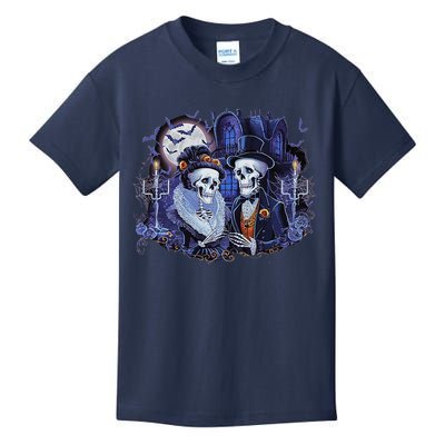 Victorian Skeleton Couple Gothic Halloween Graphic Kids T-Shirt