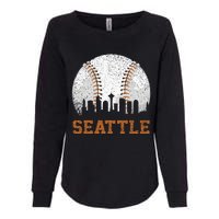 Vintage Seattle Cityscape Baseball Lover Player And Fans Womens California Wash Sweatshirt