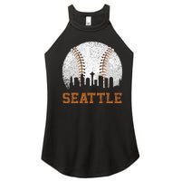 Vintage Seattle Cityscape Baseball Lover Player And Fans Women's Perfect Tri Rocker Tank