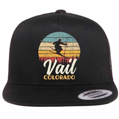 Vail Skiing Colorado Vintage Mountain Ski Flatbill Hat