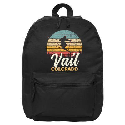 Vail Skiing Colorado Vintage Mountain Ski 16 in Basic Backpack