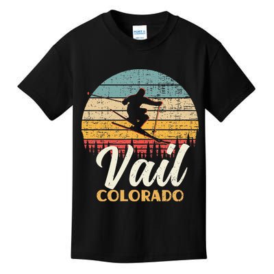 Vail Skiing Colorado Vintage Mountain Ski Kids T-Shirt