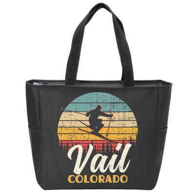 Vail Skiing Colorado Vintage Mountain Ski Zip Tote Bag