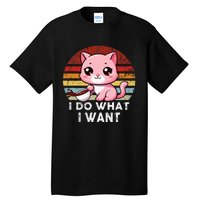 Vintage Sunset Cat I Do What I Want Boy Girl Tall T-Shirt