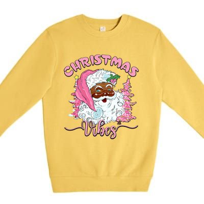 Vintage Santa Claus Christmas Vibes Holiday Xmas Gifts Premium Crewneck Sweatshirt