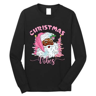 Vintage Santa Claus Christmas Vibes Holiday Xmas Gifts Long Sleeve Shirt