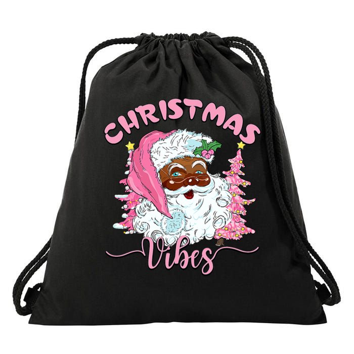 Vintage Santa Claus Christmas Vibes Holiday Xmas Gifts Drawstring Bag