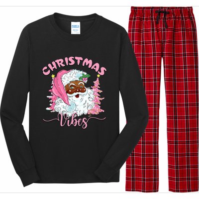 Vintage Santa Claus Christmas Vibes Holiday Xmas Gifts Long Sleeve Pajama Set