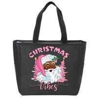 Vintage Santa Claus Christmas Vibes Holiday Xmas Gifts Zip Tote Bag