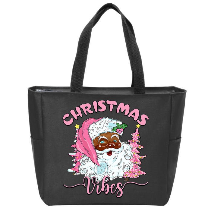 Vintage Santa Claus Christmas Vibes Holiday Xmas Gifts Zip Tote Bag