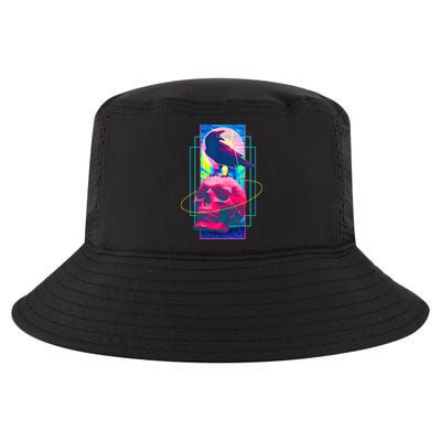 Vaporwave Skull & Crow Halloween Retro Aesthetic Art Cool Comfort Performance Bucket Hat