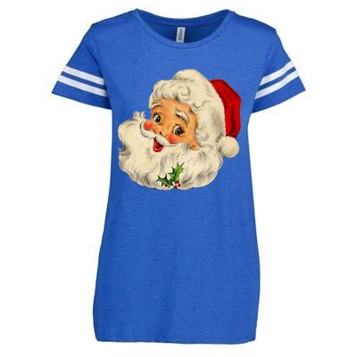 Vintage Santa Claus Face Old Christmas Fashioned Xmas Pajama Gift Enza Ladies Jersey Football T-Shirt