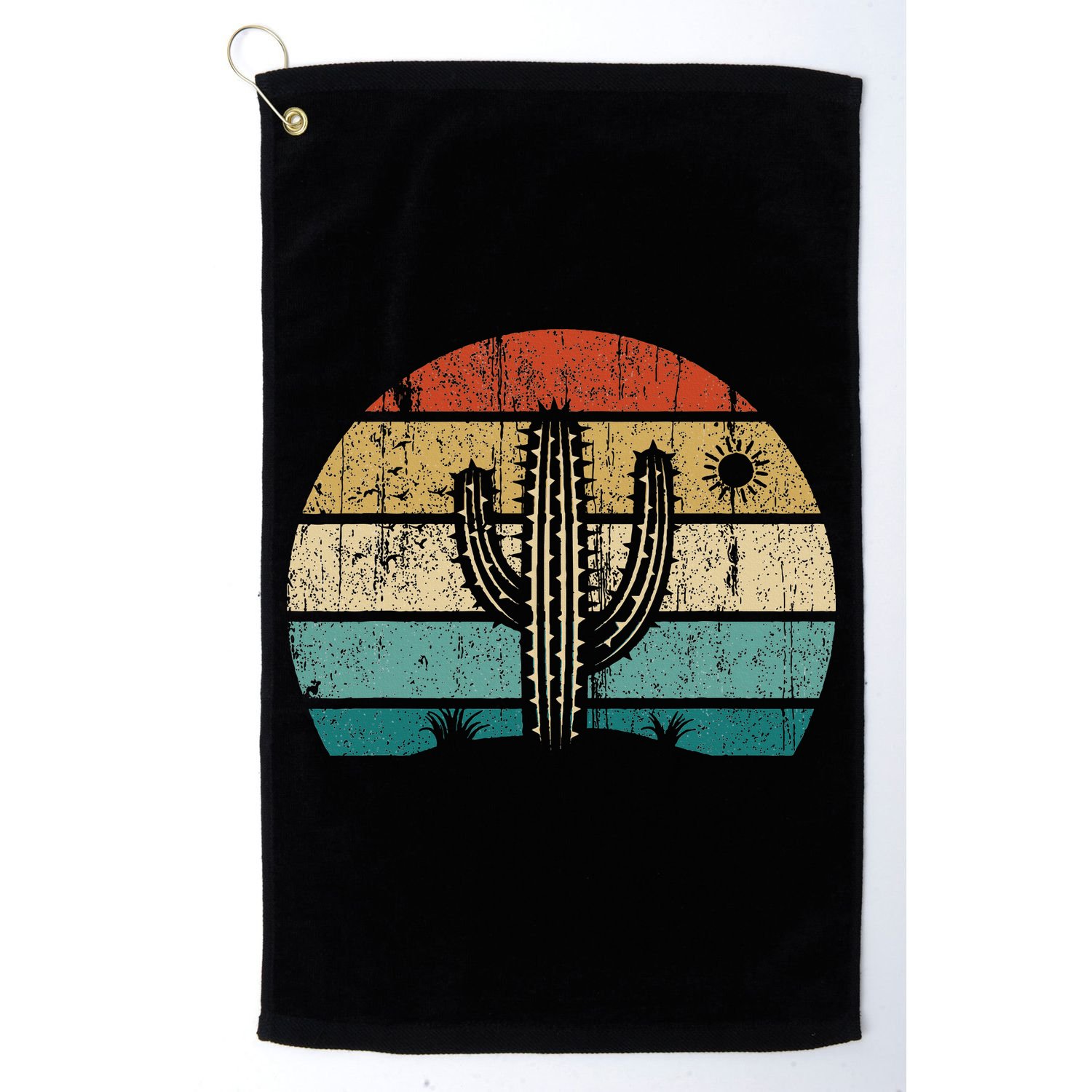 Vintage Saguaro Cactus Cactus Sunset Opuntia Golf Towel