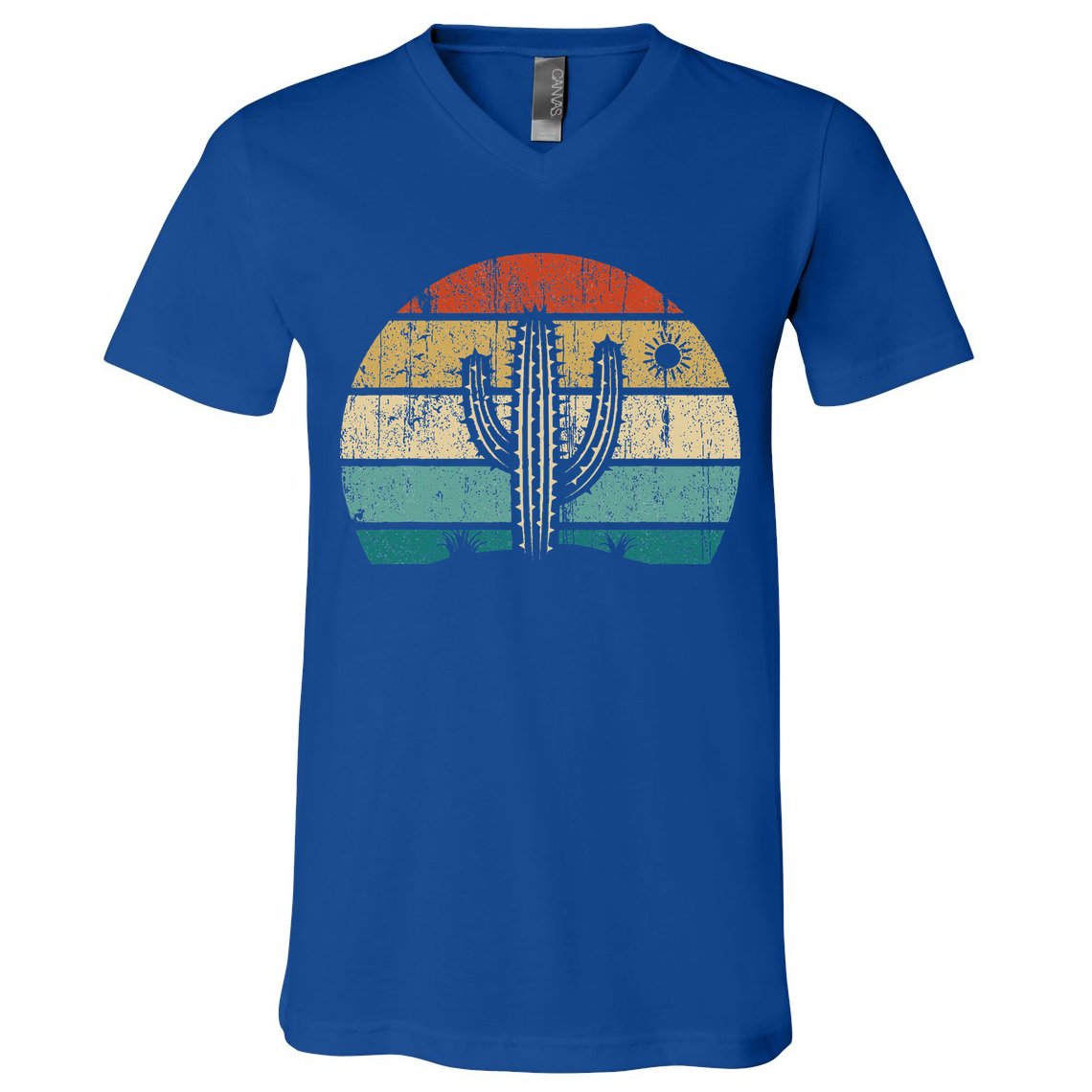Vintage Saguaro Cactus Cactus Sunset Opuntia V-Neck T-Shirt