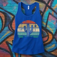 Vintage Saguaro Cactus Cactus Sunset Opuntia Womens Tank Top