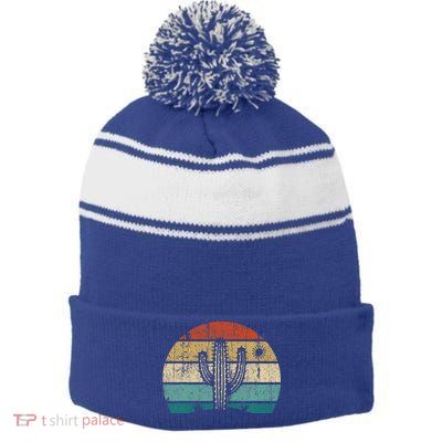 Vintage Saguaro Cactus Cactus Sunset Opuntia Stripe Pom Pom Beanie