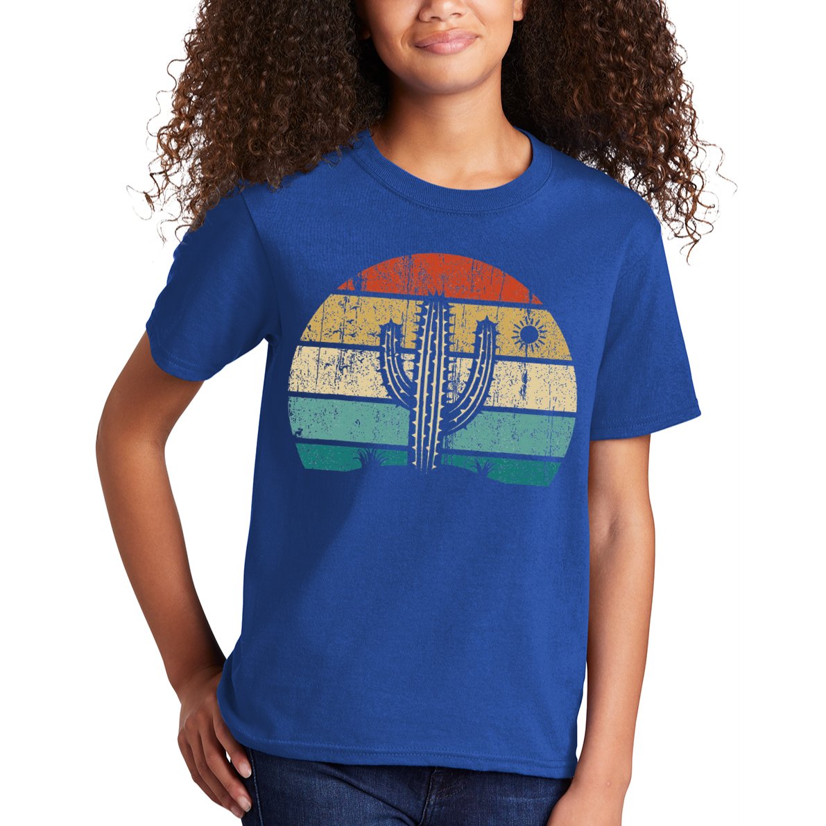 Vintage Saguaro Cactus Cactus Sunset Opuntia Kids T-Shirt