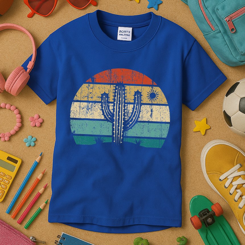 Vintage Saguaro Cactus Cactus Sunset Opuntia Kids T-Shirt