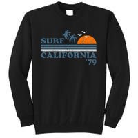 Vintage Surf California Beach Retro Sunset Surf 70S Gift Tall Sweatshirt