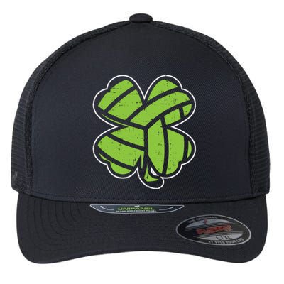 Volleyball Shamrock Clover St Patricks Day Lucky Sports Gift Funny Gift Flexfit Unipanel Trucker Cap