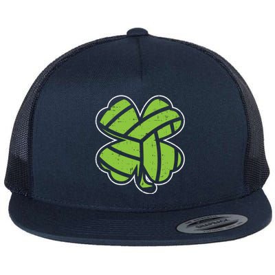 Volleyball Shamrock Clover St Patricks Day Lucky Sports Gift Funny Gift Flat Bill Trucker Hat