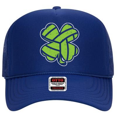 Volleyball Shamrock Clover St Patricks Day Lucky Sports Gift Funny Gift High Crown Mesh Back Trucker Hat