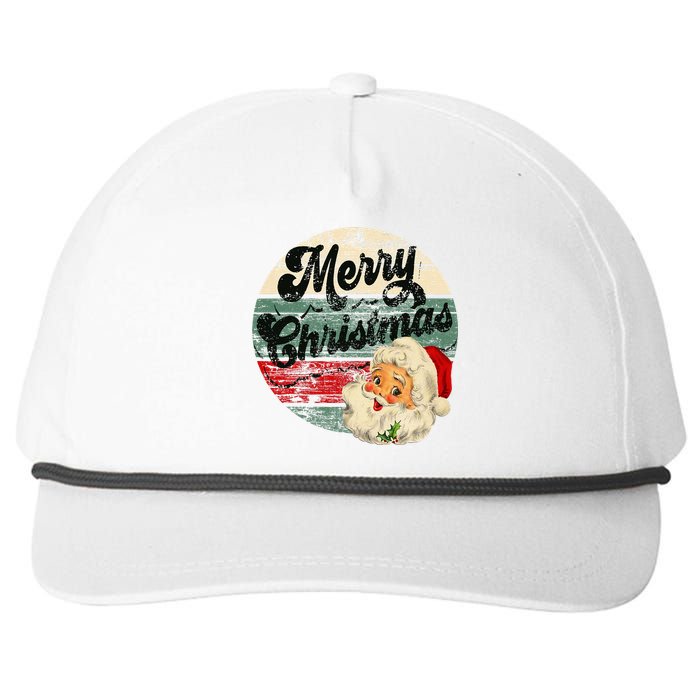 Vintage Santa Claus Merry Christmas Face Old Fashioned Snapback Five-Panel Rope Hat