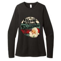 Vintage Santa Claus Merry Christmas Face Old Fashioned Womens CVC Long Sleeve Shirt