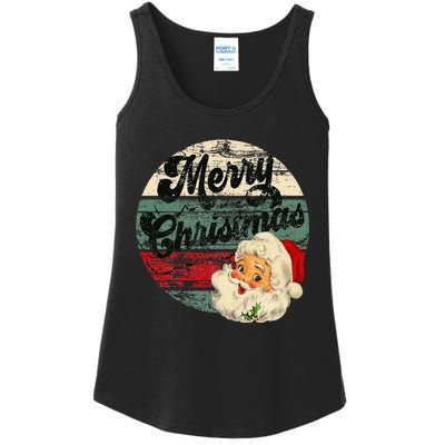 Vintage Santa Claus Merry Christmas Face Old Fashioned Ladies Essential Tank