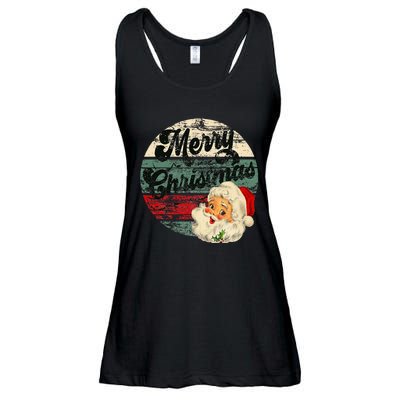 Vintage Santa Claus Merry Christmas Face Old Fashioned Ladies Essential Flowy Tank