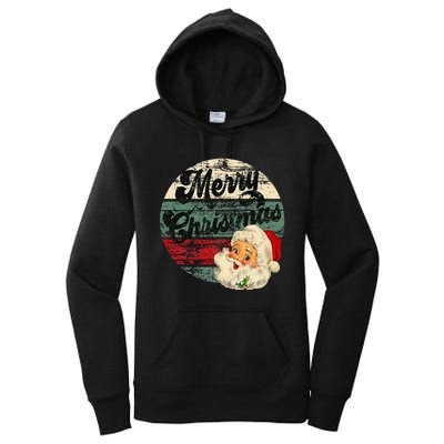 Vintage Santa Claus Merry Christmas Face Old Fashioned Women's Pullover Hoodie