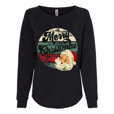 Vintage Santa Claus Merry Christmas Face Old Fashioned Womens California Wash Sweatshirt