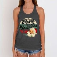 Vintage Santa Claus Merry Christmas Face Old Fashioned Women's Knotted Racerback Tank